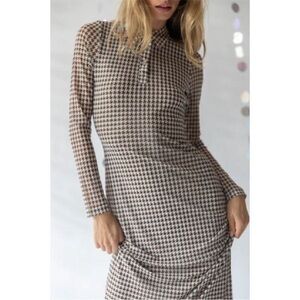 Find Me Now Elena Houndstooth Dress Sz S